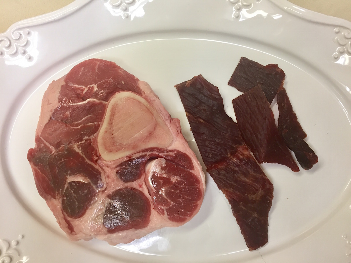 Beef Jerkey vs Steak to show difference in fascia and how Myofascial Release can loosen restricted fascia.